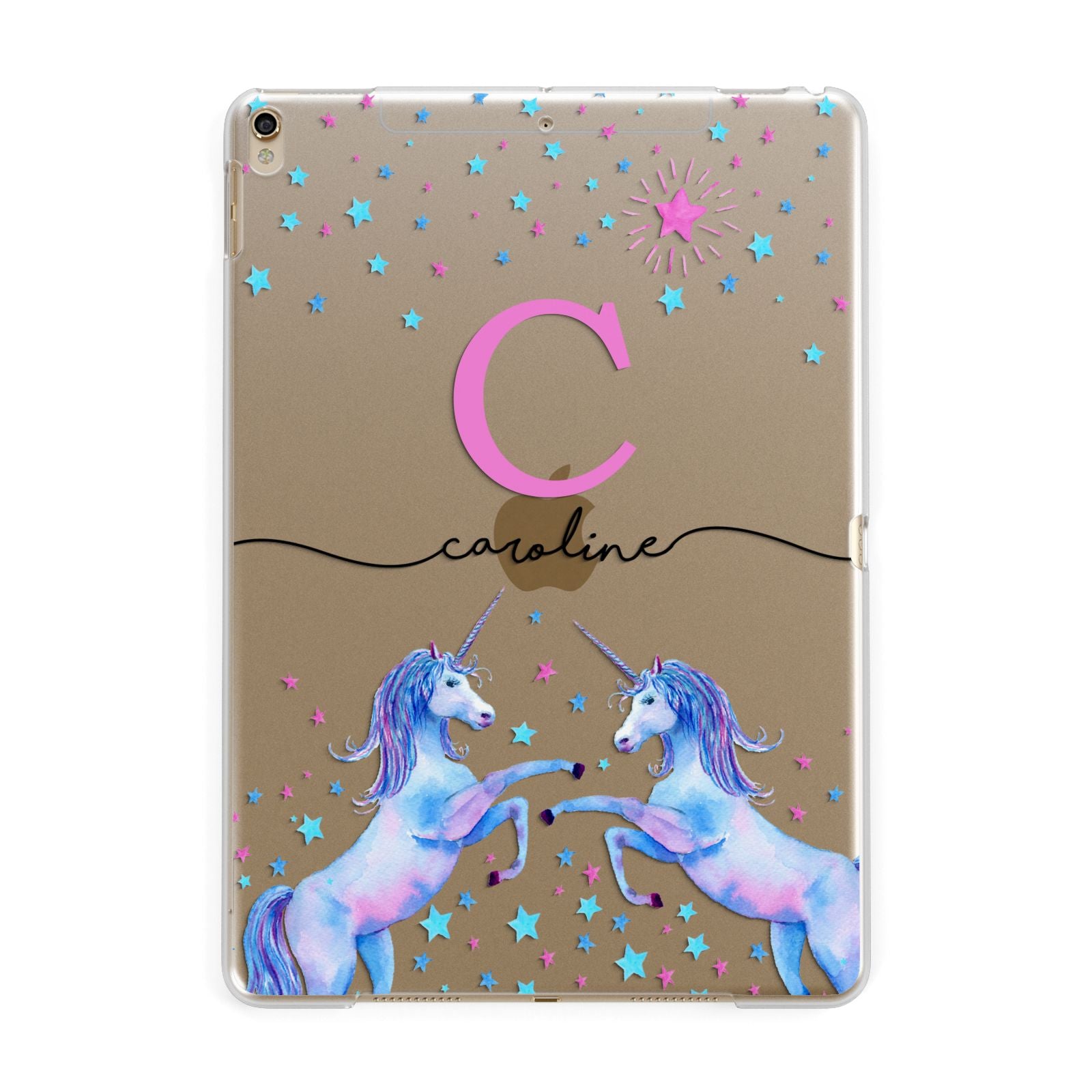 Personalised Unicorn Apple iPad Gold Case