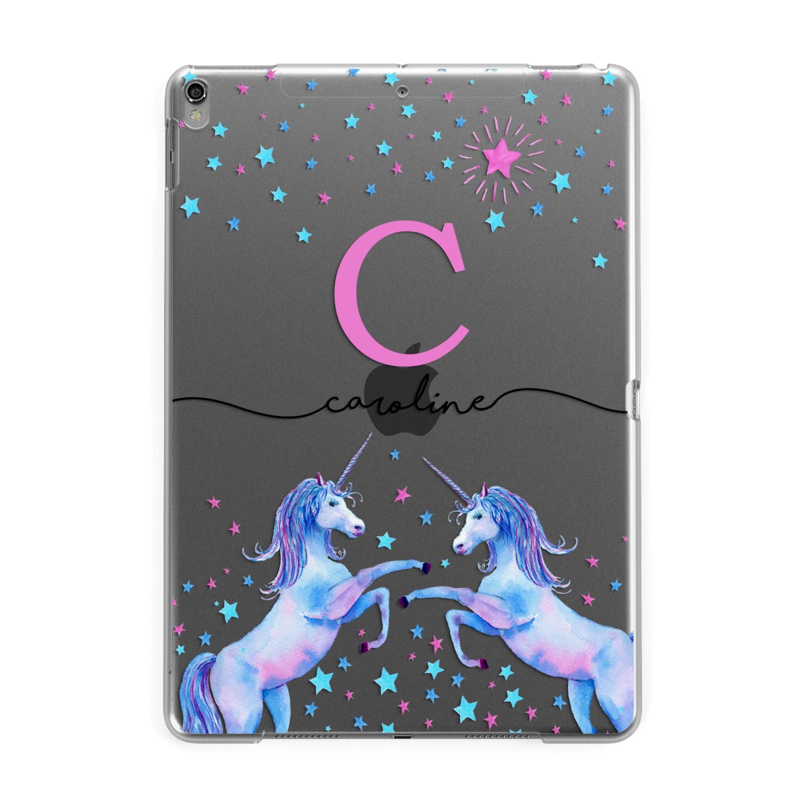 Personalised Unicorn Apple iPad Grey Case