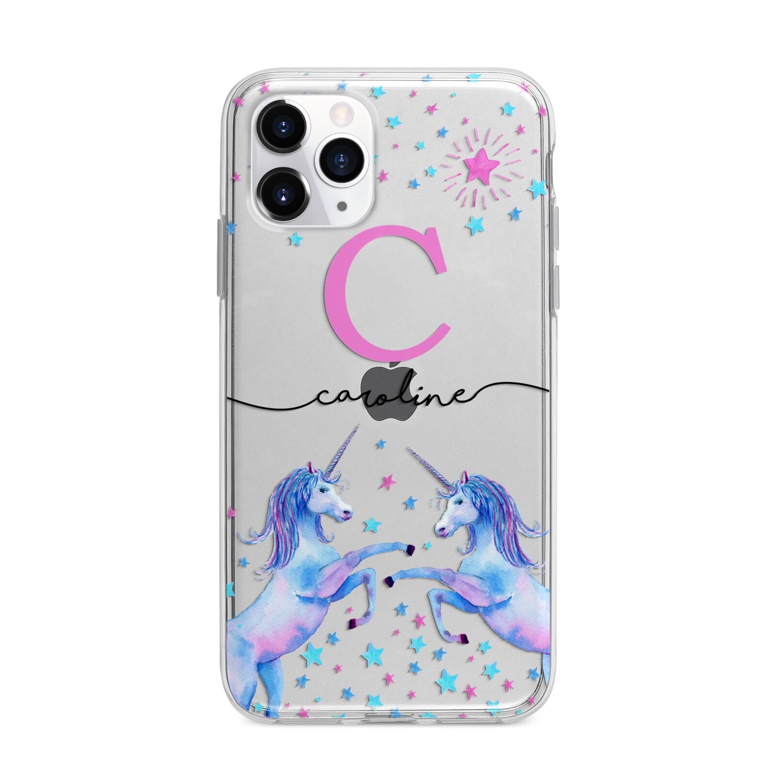 Personalised Unicorn Apple iPhone 11 Pro in Silver with Bumper Case