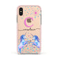 Personalised Unicorn Apple iPhone Xs Impact Case Pink Edge on Gold Phone