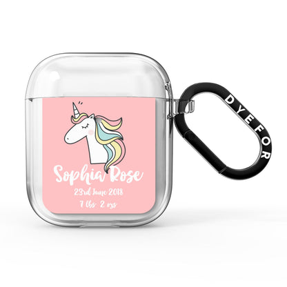 Personalised Unicorn Baby AirPods Clear Case