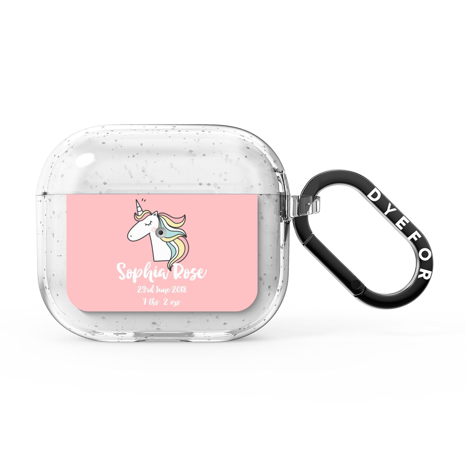 Personalised Unicorn Baby AirPods Glitter Case 3rd Gen