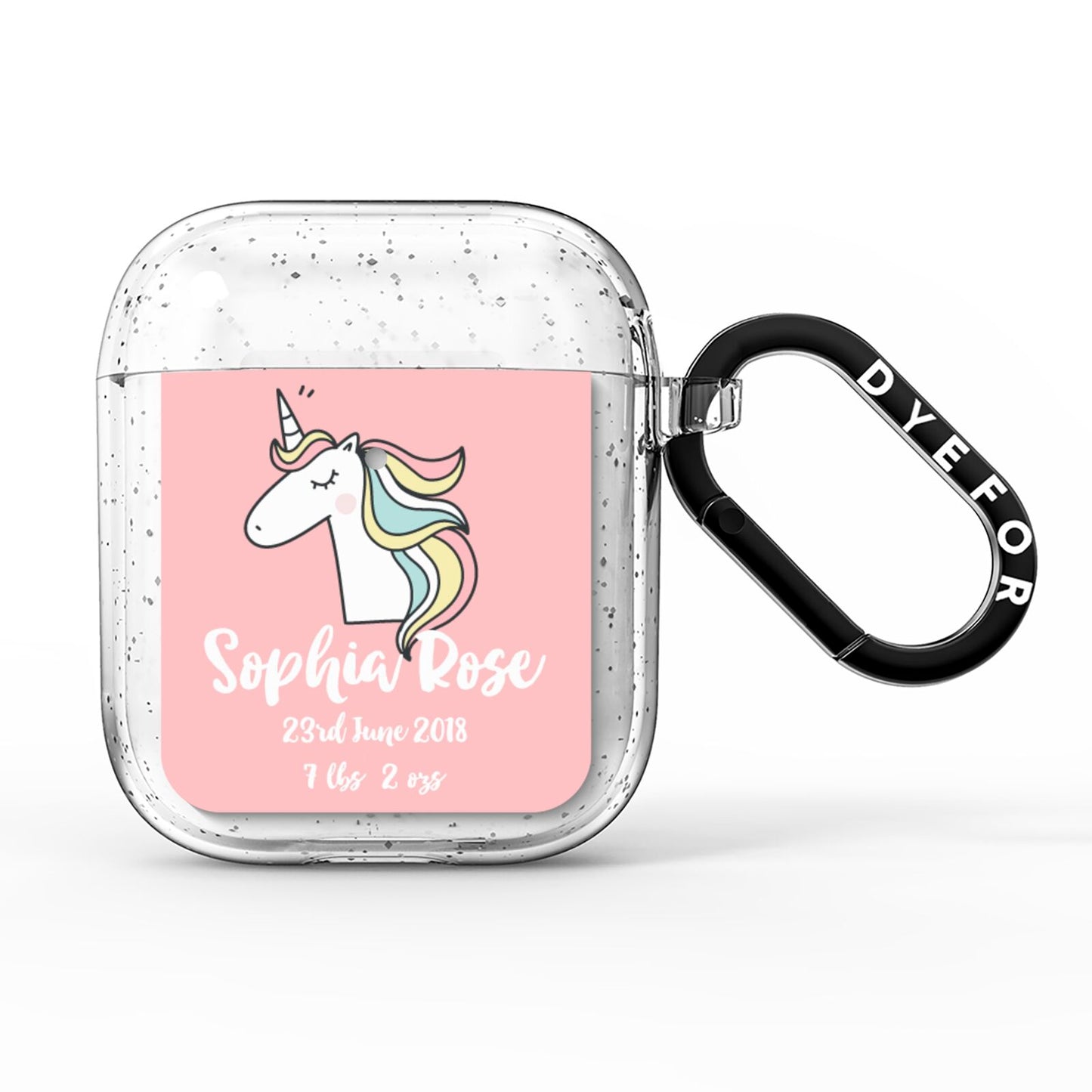 Personalised Unicorn Baby AirPods Glitter Case