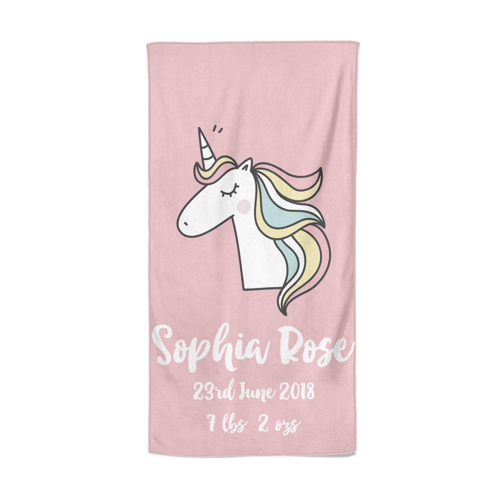 Personalised Unicorn Baby Beach Towel