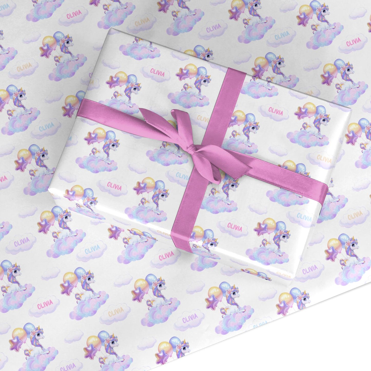 Personalised Unicorn Cloud Name Custom Wrapping Paper