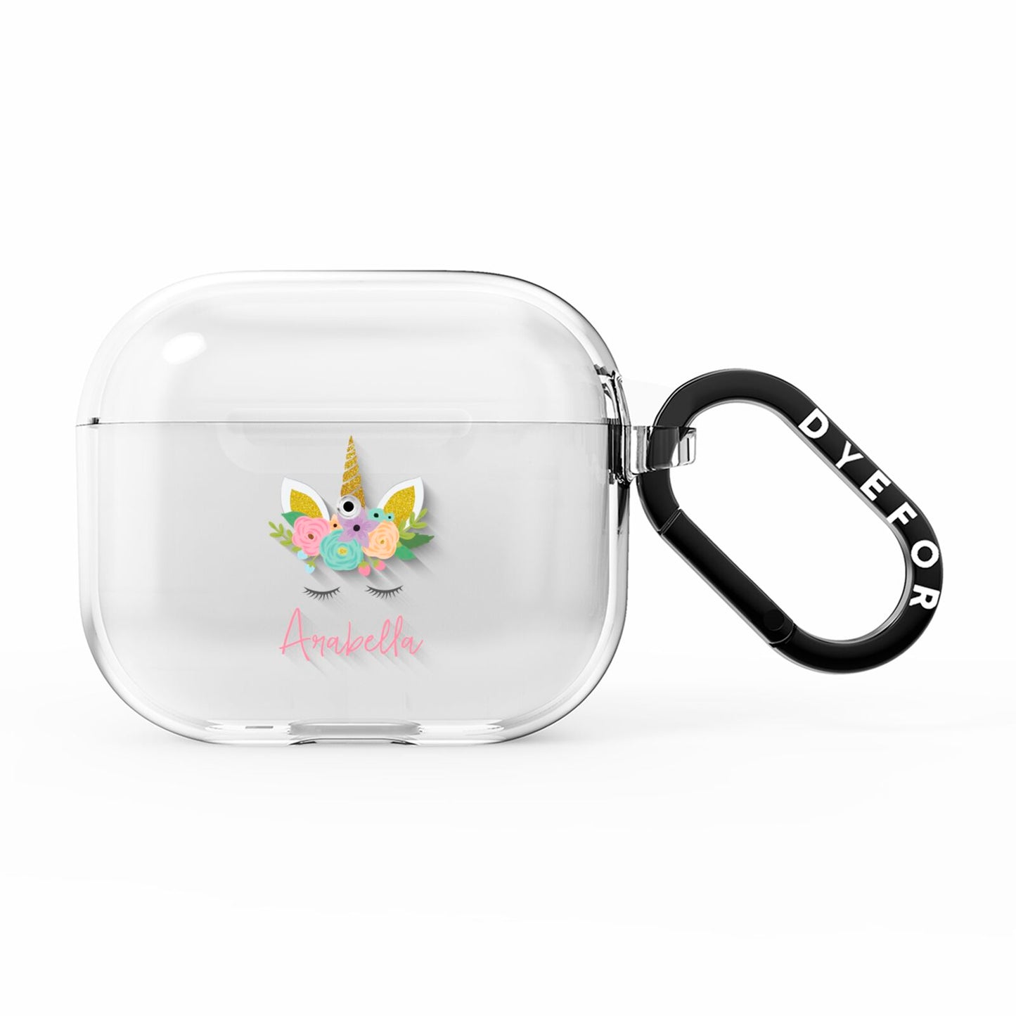 Personalised Unicorn Face AirPods Clear Case 3rd Gen