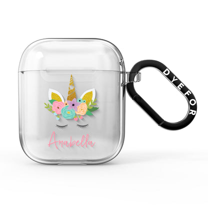 Personalised Unicorn Face AirPods Clear Case