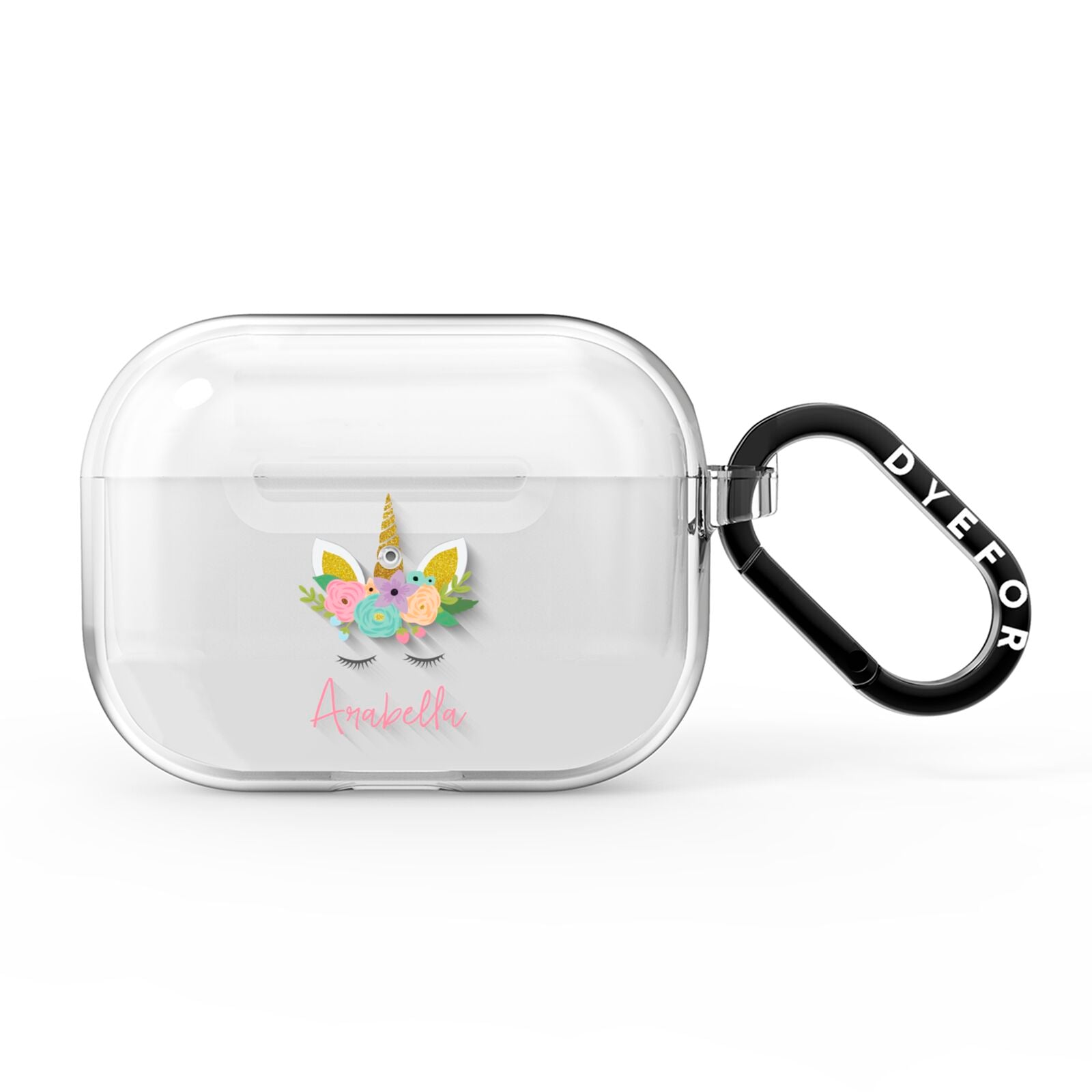 Personalised Unicorn Face AirPods Pro Clear Case