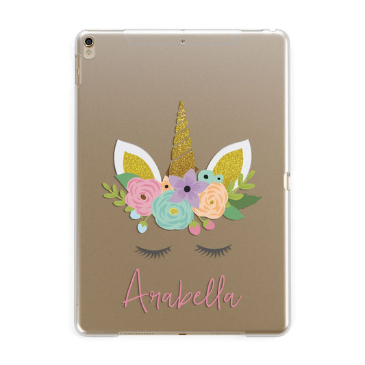 Personalised Unicorn Face Apple iPad Gold Case