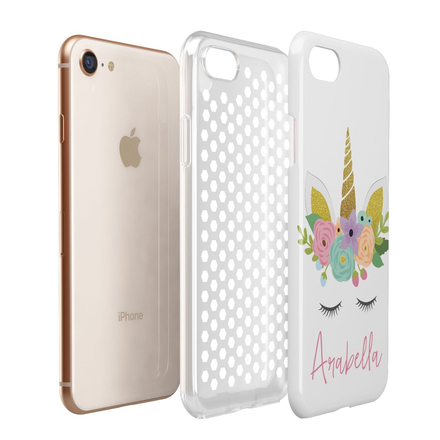 Personalised Unicorn Face Apple iPhone 7 8 3D Tough Case Expanded View