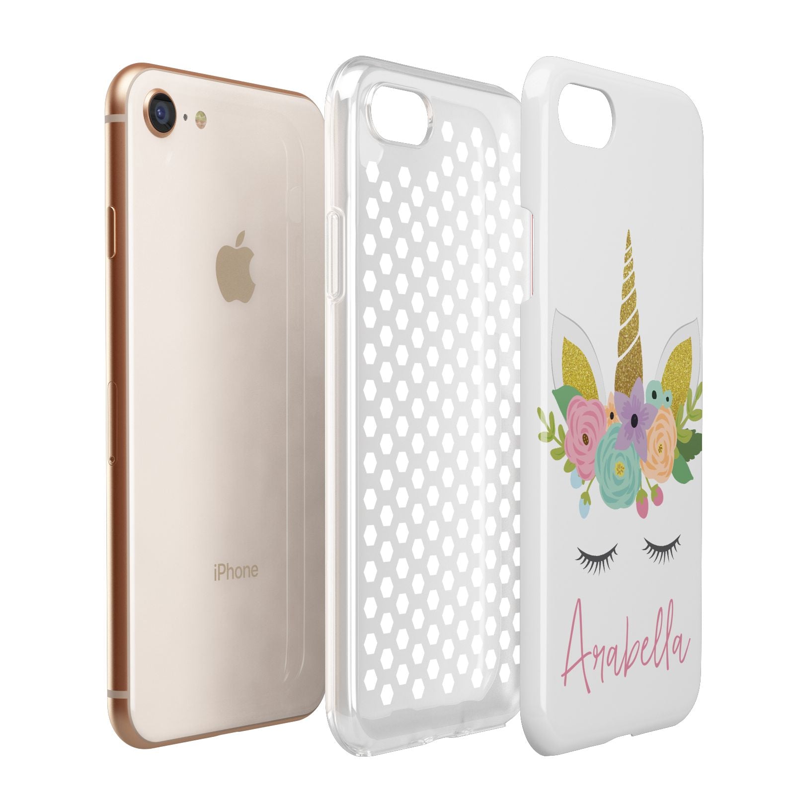 Personalised Unicorn Face Apple iPhone 7 8 3D Tough Case Expanded View