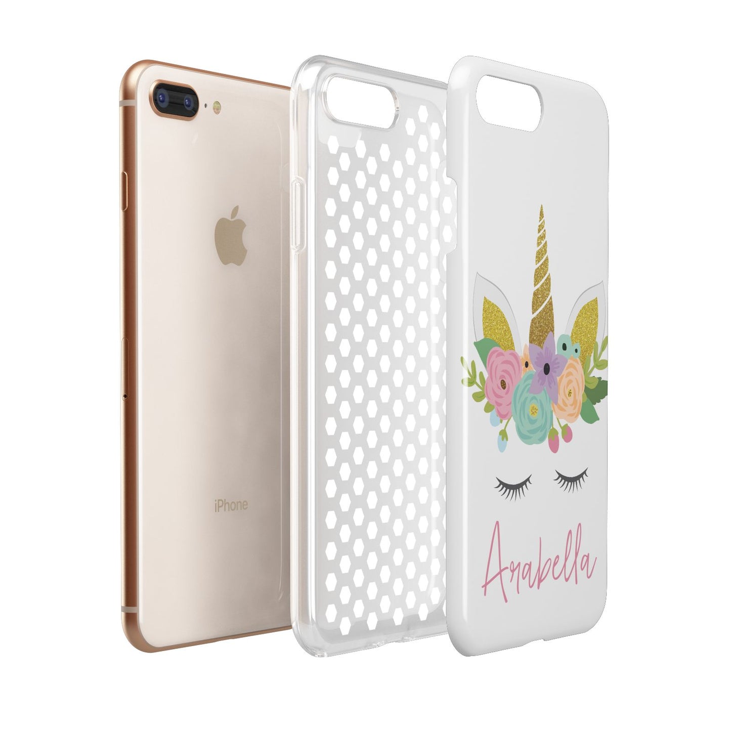 Personalised Unicorn Face Apple iPhone 7 8 Plus 3D Tough Case Expanded View