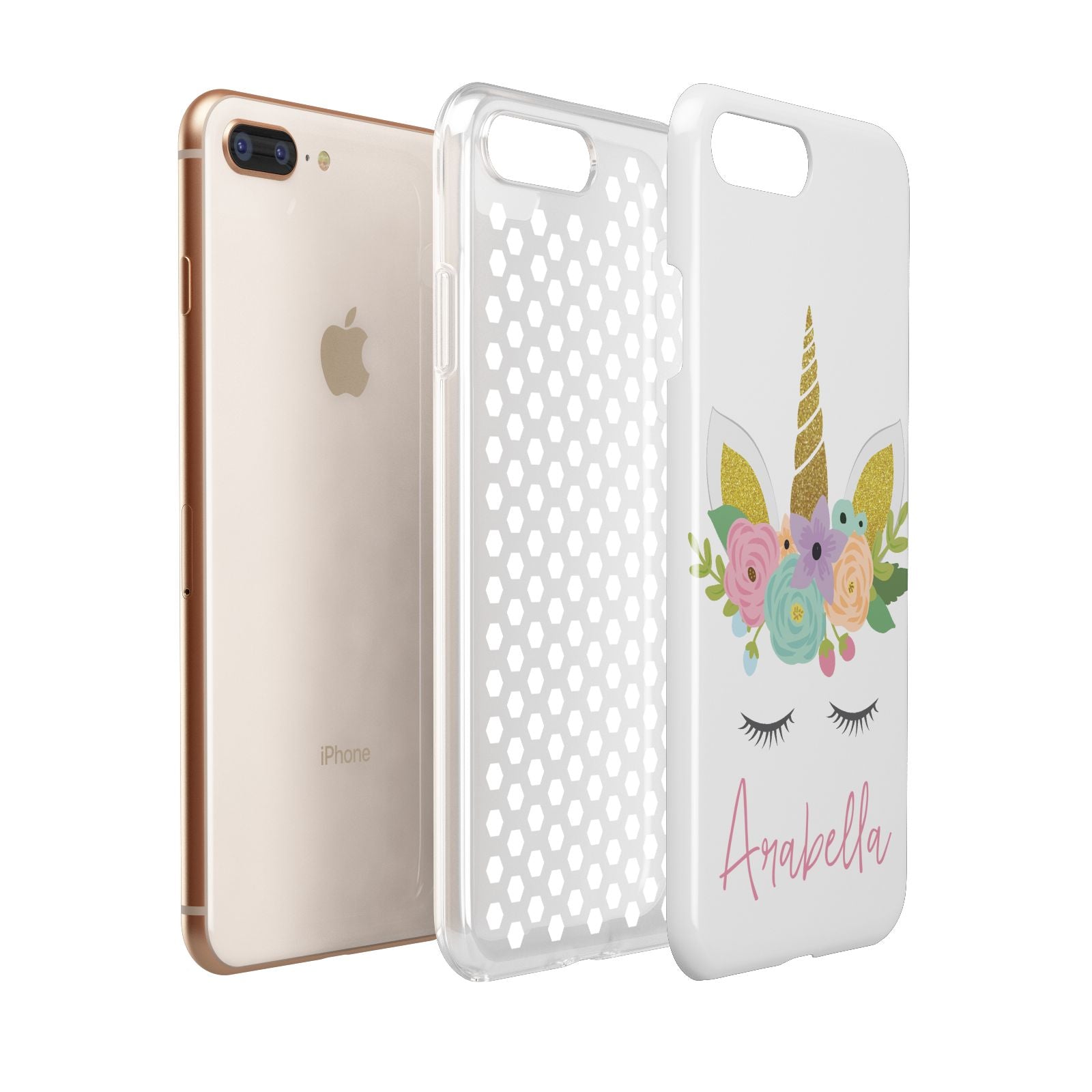 Personalised Unicorn Face Apple iPhone 7 8 Plus 3D Tough Case Expanded View