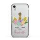 Personalised Unicorn Face Apple iPhone XR Impact Case Black Edge on Silver Phone