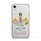 Personalised Unicorn Face Apple iPhone XR Impact Case Pink Edge on Silver Phone