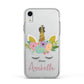Personalised Unicorn Face Apple iPhone XR Impact Case White Edge on Silver Phone