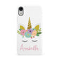 Personalised Unicorn Face Apple iPhone XR White 3D Snap Case