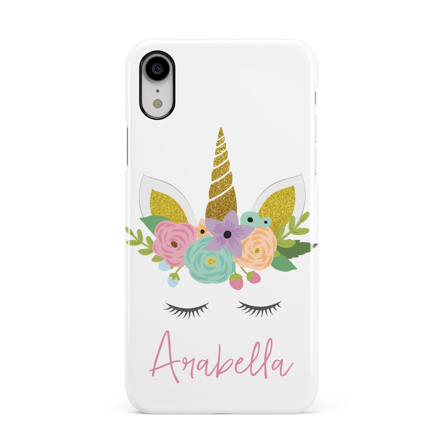 Personalised Unicorn Face Apple iPhone XR White 3D Snap Case