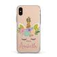 Personalised Unicorn Face Apple iPhone Xs Impact Case White Edge on Gold Phone