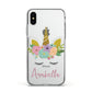 Personalised Unicorn Face Apple iPhone Xs Impact Case White Edge on Silver Phone