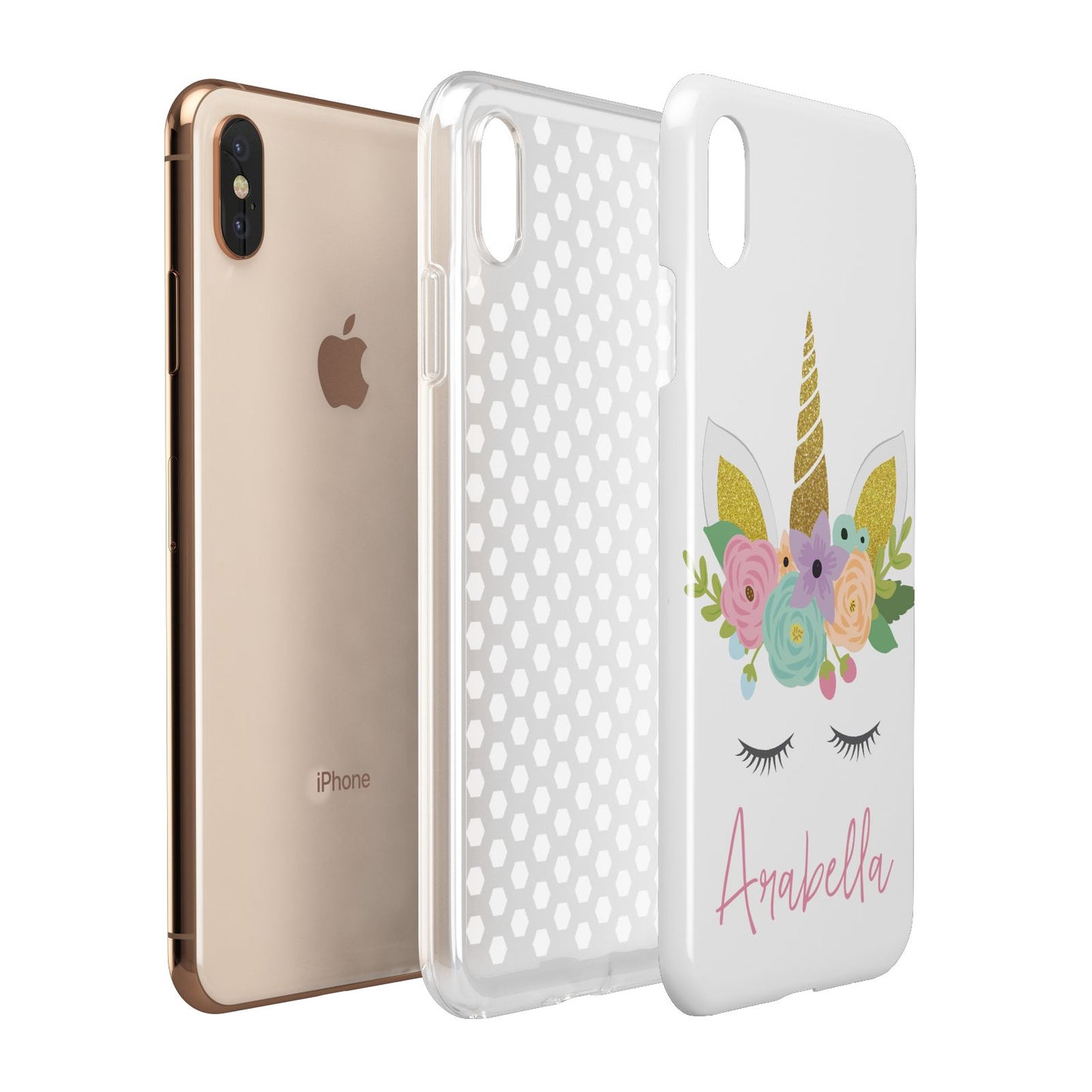 Personalised Unicorn Face Apple iPhone Xs Max 3D Tough Case Expanded View