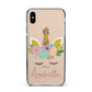 Personalised Unicorn Face Apple iPhone Xs Max Impact Case Black Edge on Gold Phone