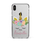 Personalised Unicorn Face Apple iPhone Xs Max Impact Case Black Edge on Silver Phone
