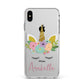 Personalised Unicorn Face Apple iPhone Xs Max Impact Case White Edge on Silver Phone