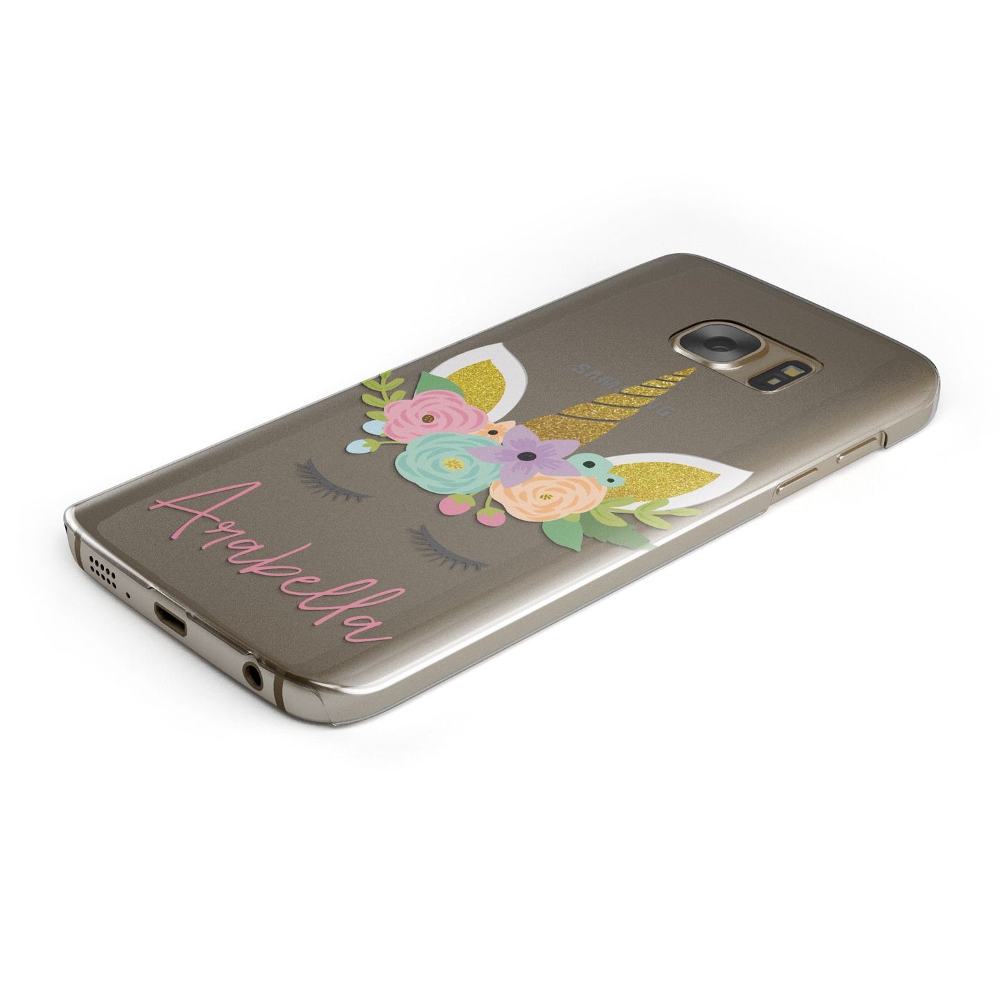 Personalised Unicorn Face Protective Samsung Galaxy Case Angled Image