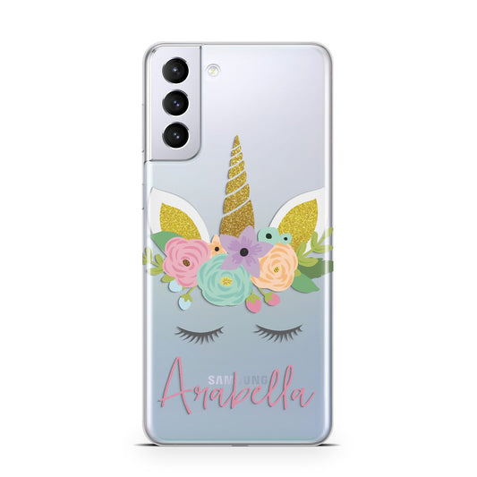 Personalised Unicorn Face Samsung S21 Plus Phone Case