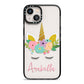 Personalised Unicorn Face iPhone 13 Black Impact Case on Silver phone
