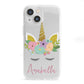 Personalised Unicorn Face iPhone 13 Mini Clear Bumper Case