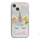 Personalised Unicorn Face iPhone 13 Mini TPU Impact Case with Pink Edges