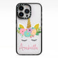 Personalised Unicorn Face iPhone 13 Pro Black Impact Case on Silver phone