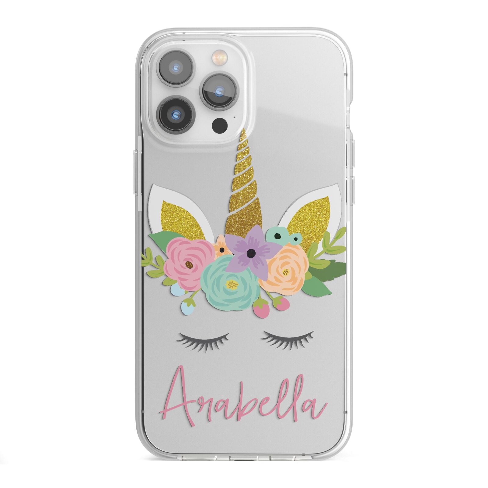 Personalised Unicorn Face iPhone 13 Pro Max TPU Impact Case with White Edges