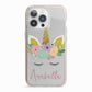 Personalised Unicorn Face iPhone 13 Pro TPU Impact Case with Pink Edges