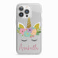 Personalised Unicorn Face iPhone 13 Pro TPU Impact Case with White Edges