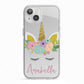 Personalised Unicorn Face iPhone 13 TPU Impact Case with White Edges