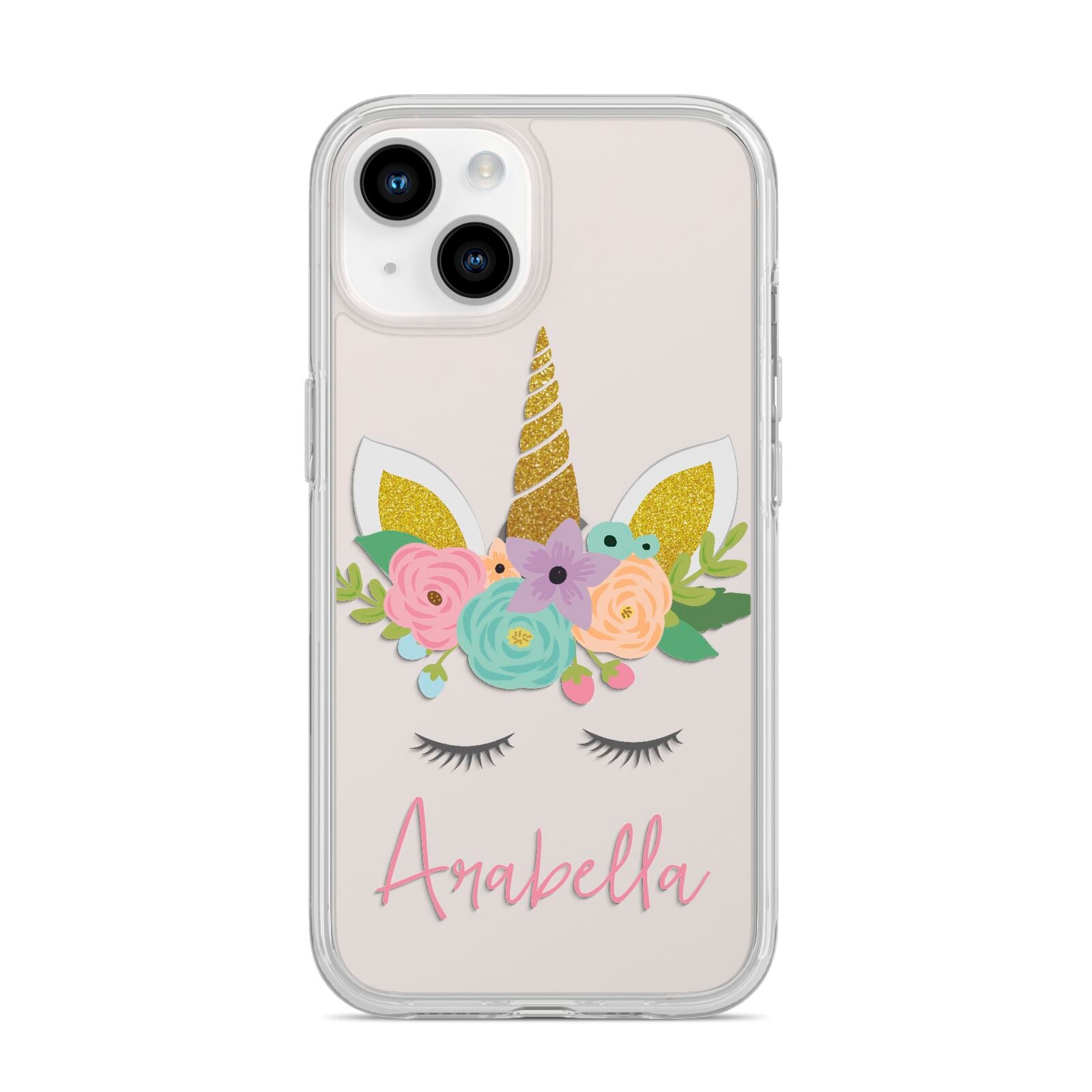Personalised Unicorn Face iPhone 14 Clear Tough Case Starlight