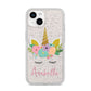 Personalised Unicorn Face iPhone 14 Glitter Tough Case Starlight