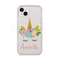 Personalised Unicorn Face iPhone 14 Plus Clear Tough Case Starlight