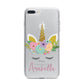 Personalised Unicorn Face iPhone 7 Plus Bumper Case on Silver iPhone