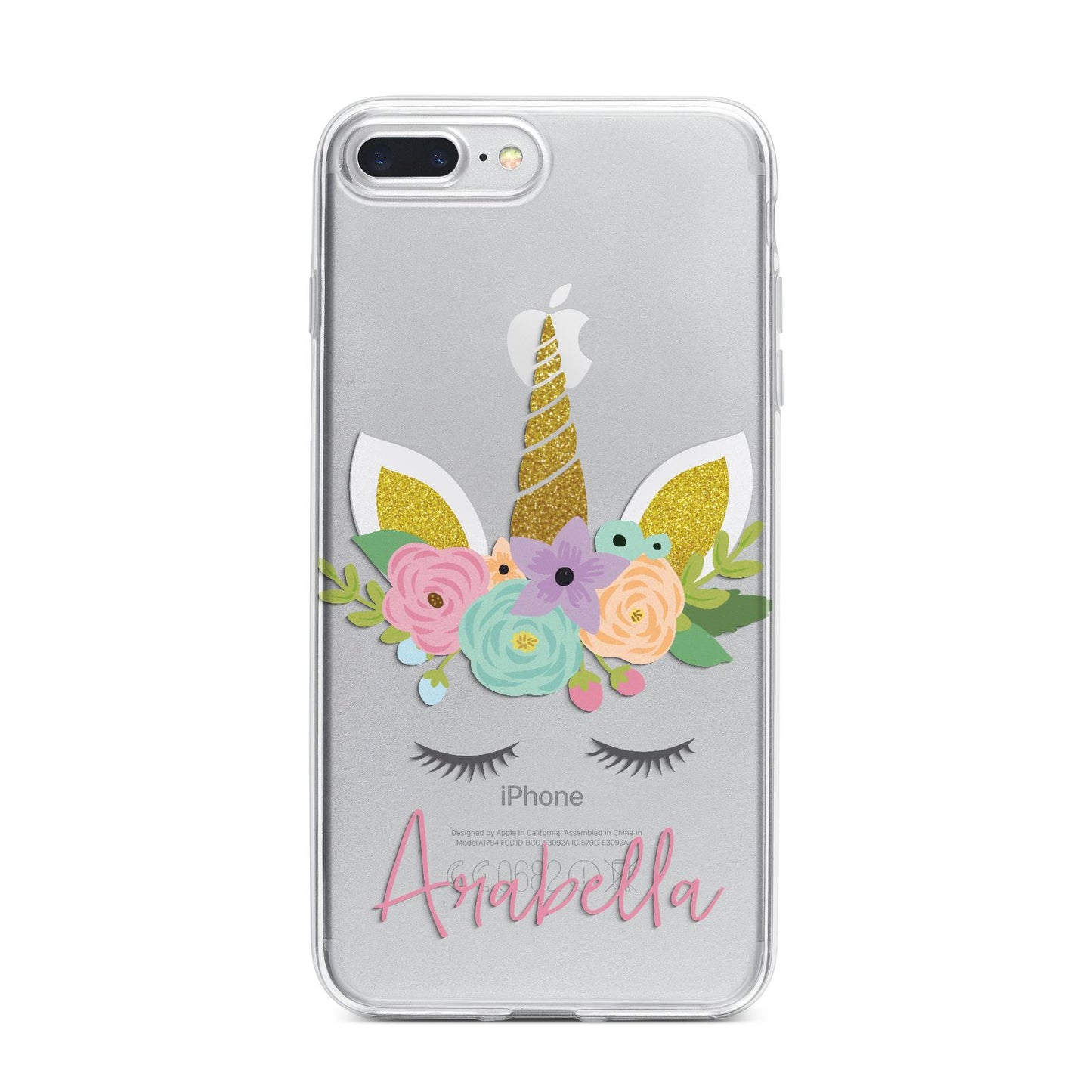 Personalised Unicorn Face iPhone 7 Plus Bumper Case on Silver iPhone