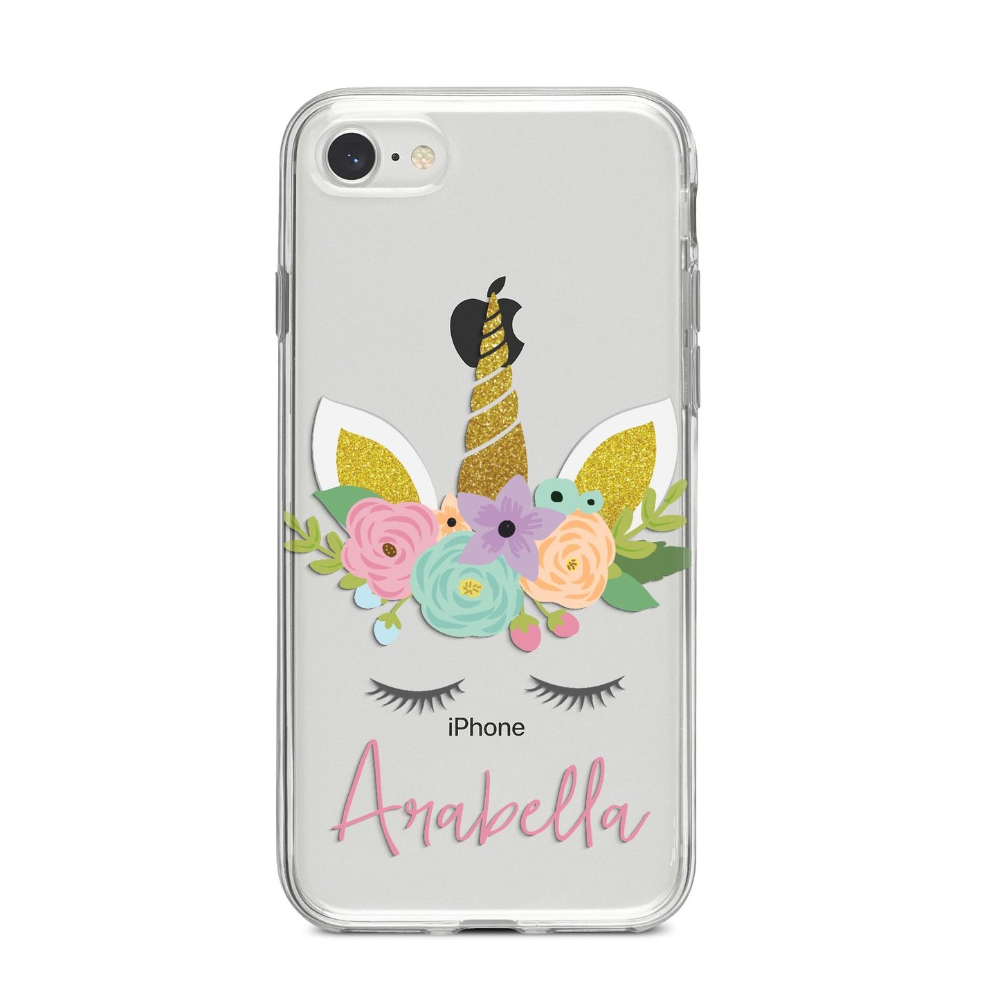 Personalised Unicorn Face iPhone 8 Bumper Case on Silver iPhone