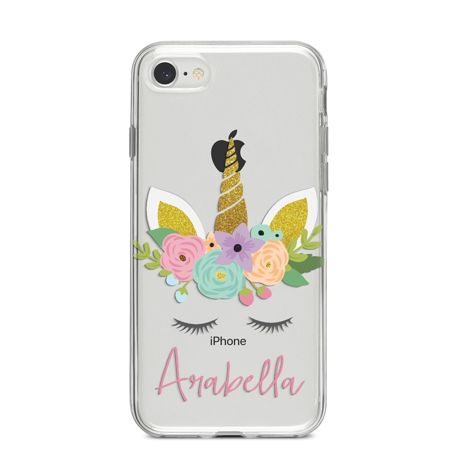 Personalised Unicorn Face iPhone 8 Bumper Case on Silver iPhone