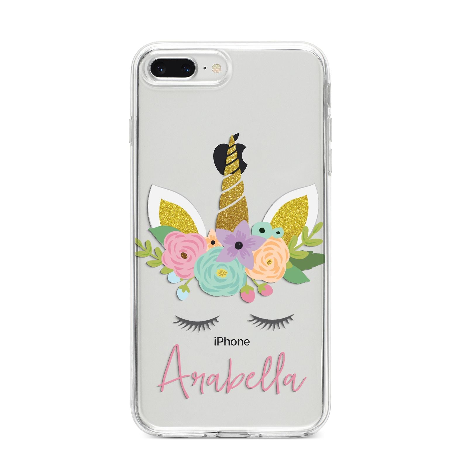 Personalised Unicorn Face iPhone 8 Plus Bumper Case on Silver iPhone