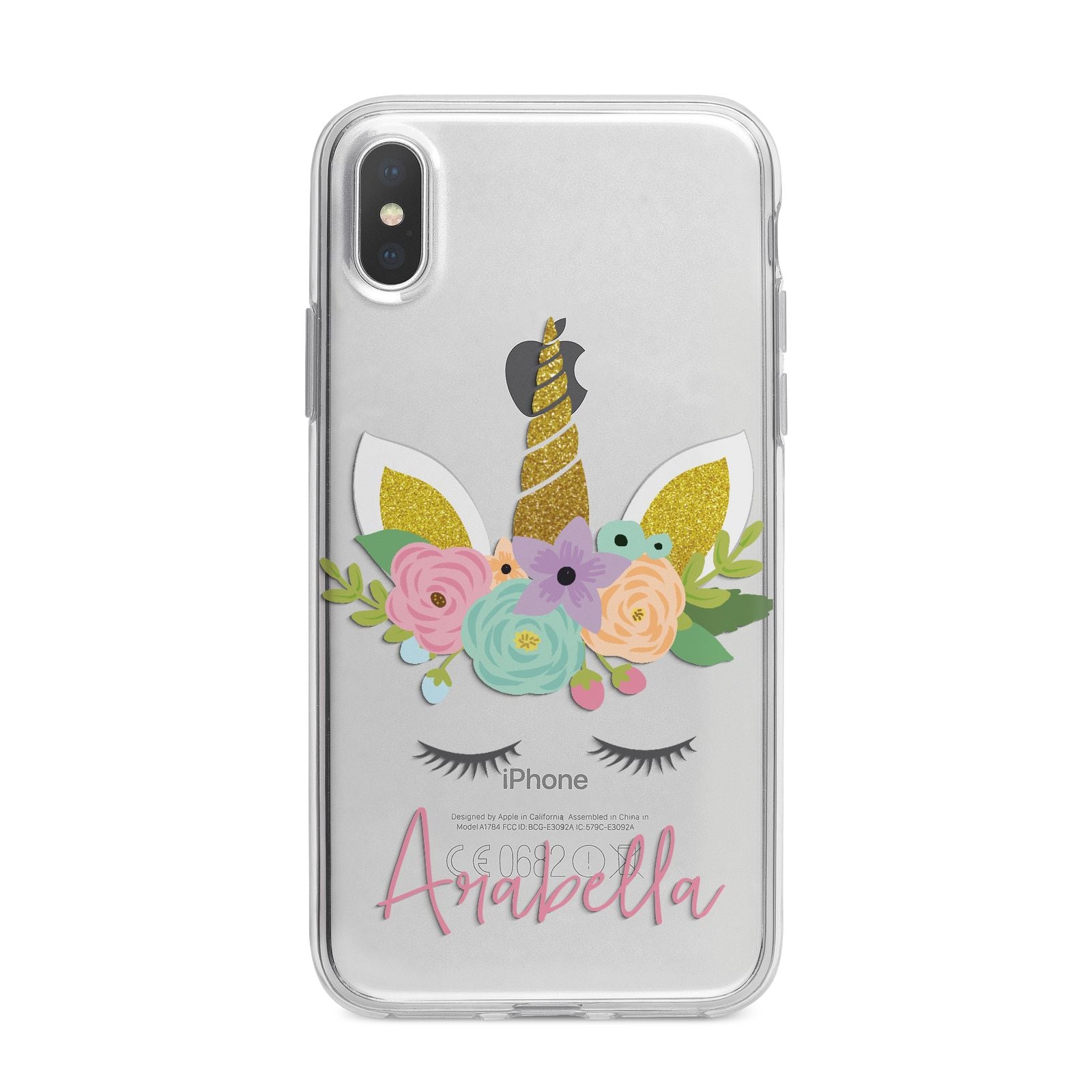 Personalised Unicorn Face iPhone X Bumper Case on Silver iPhone Alternative Image 1