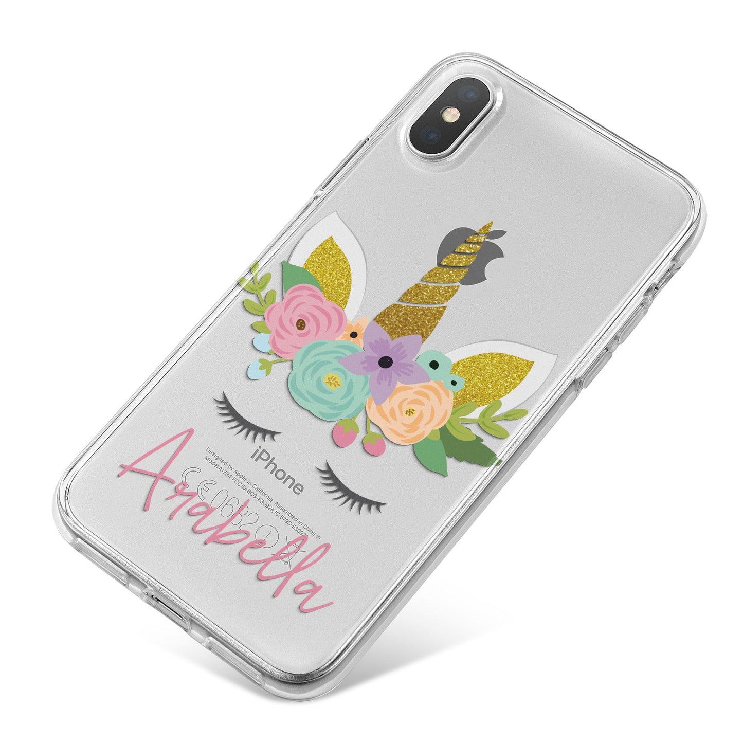 Personalised Unicorn Face iPhone X Bumper Case on Silver iPhone