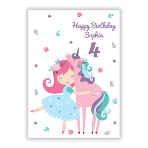 Personalised Unicorn Happy Birthday Greetings Card