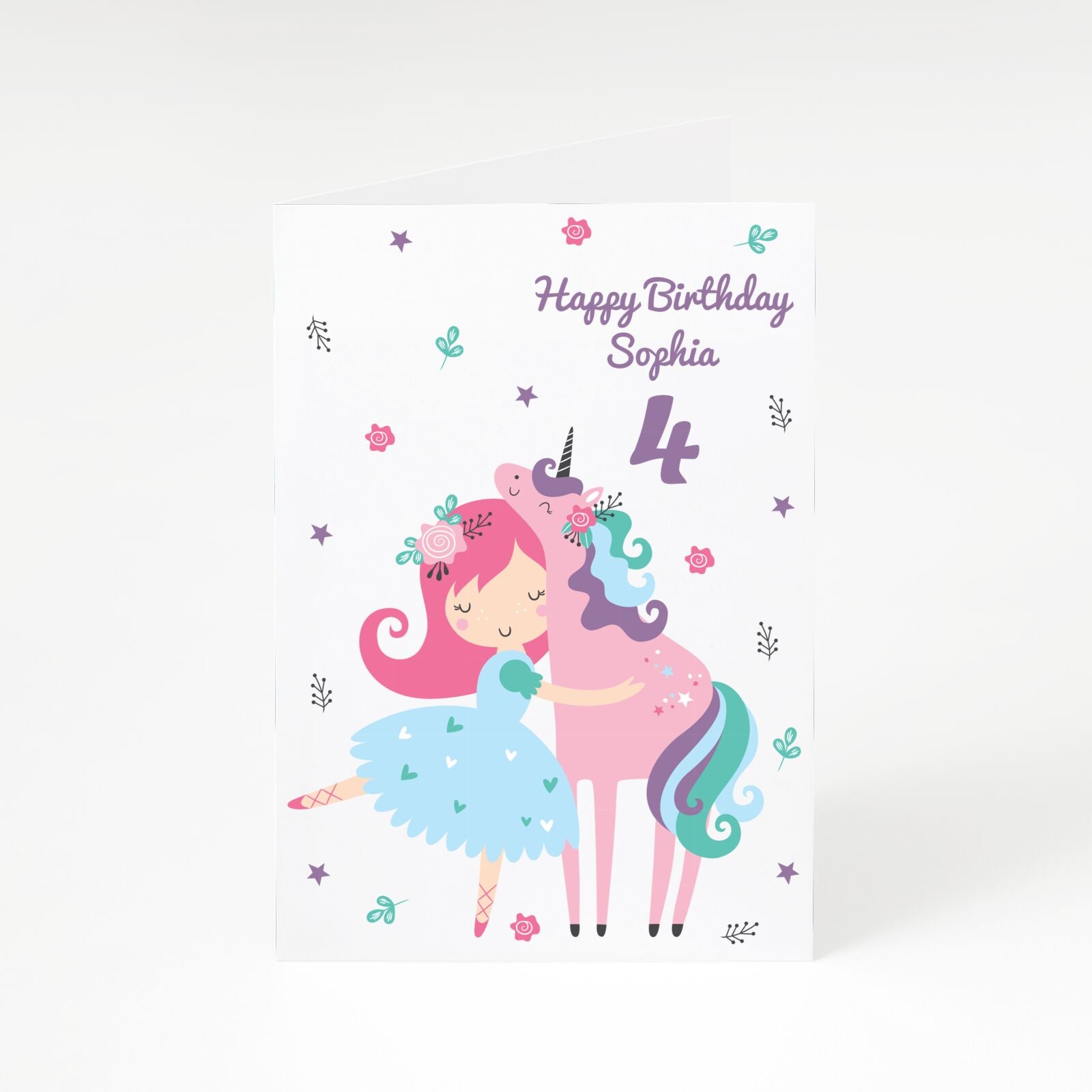 Personalised Unicorn Happy Birthday A5 Greetings Card